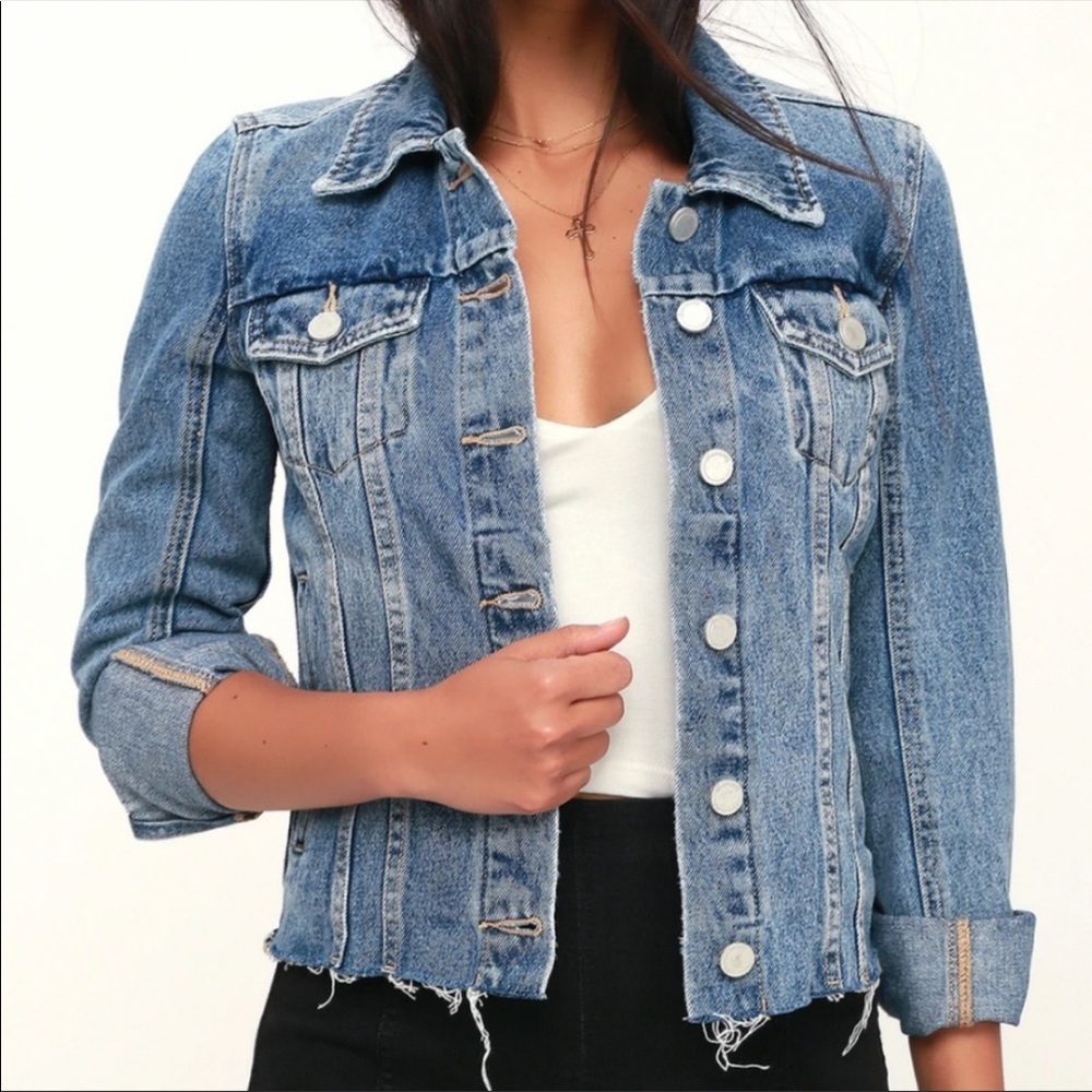 Blank NYC Women’s Denim Trucker Jacket Cropped Traffic JAM Jacket XS